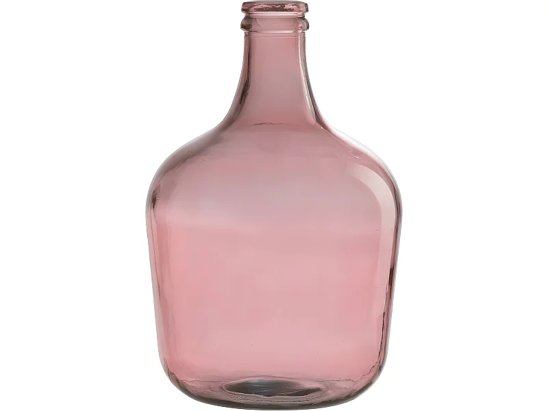 Jarrón de vidrio rosa en forma de damajuana