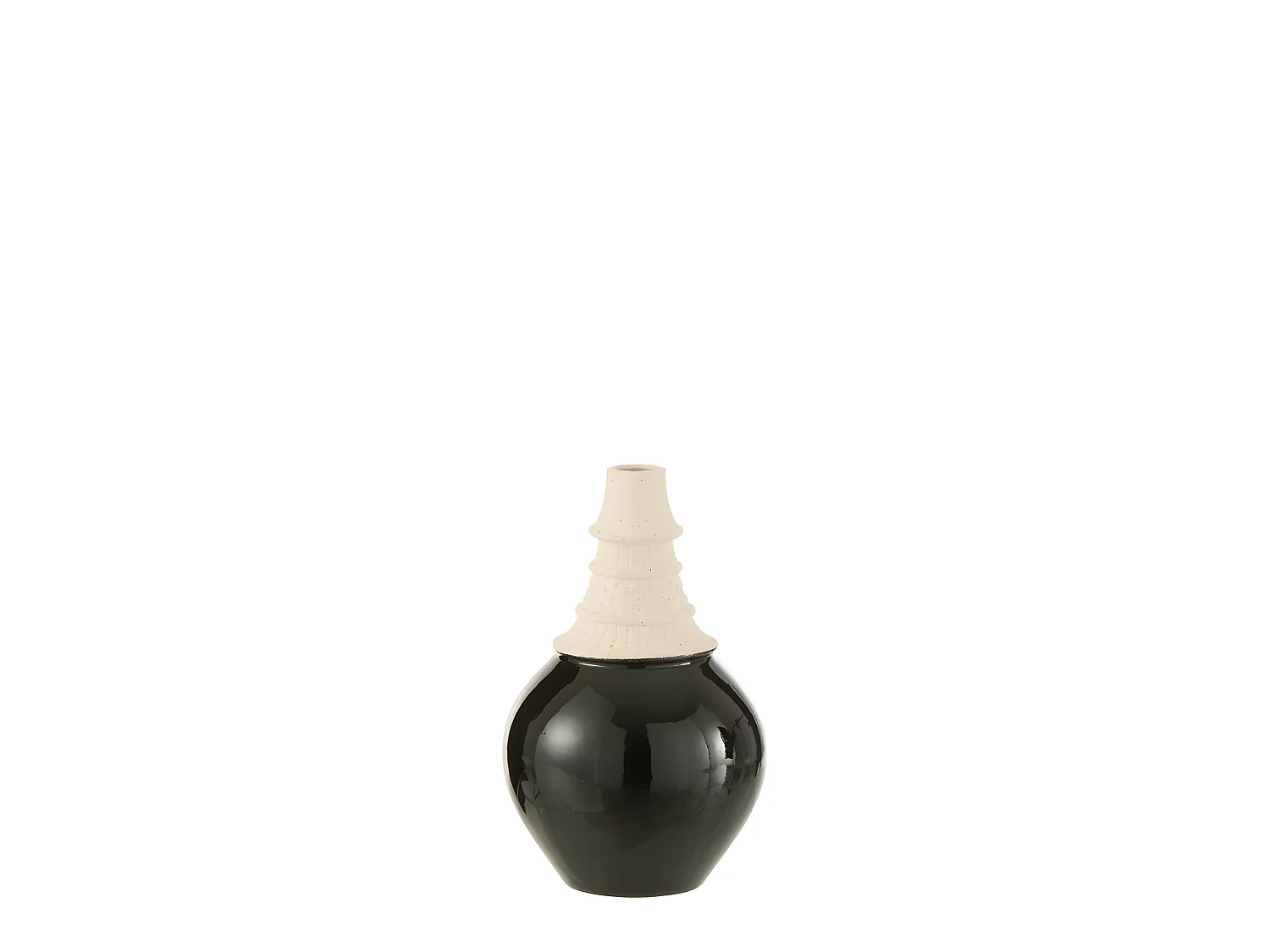 Vase Design "Col Haut" 26cm Noir & Beige