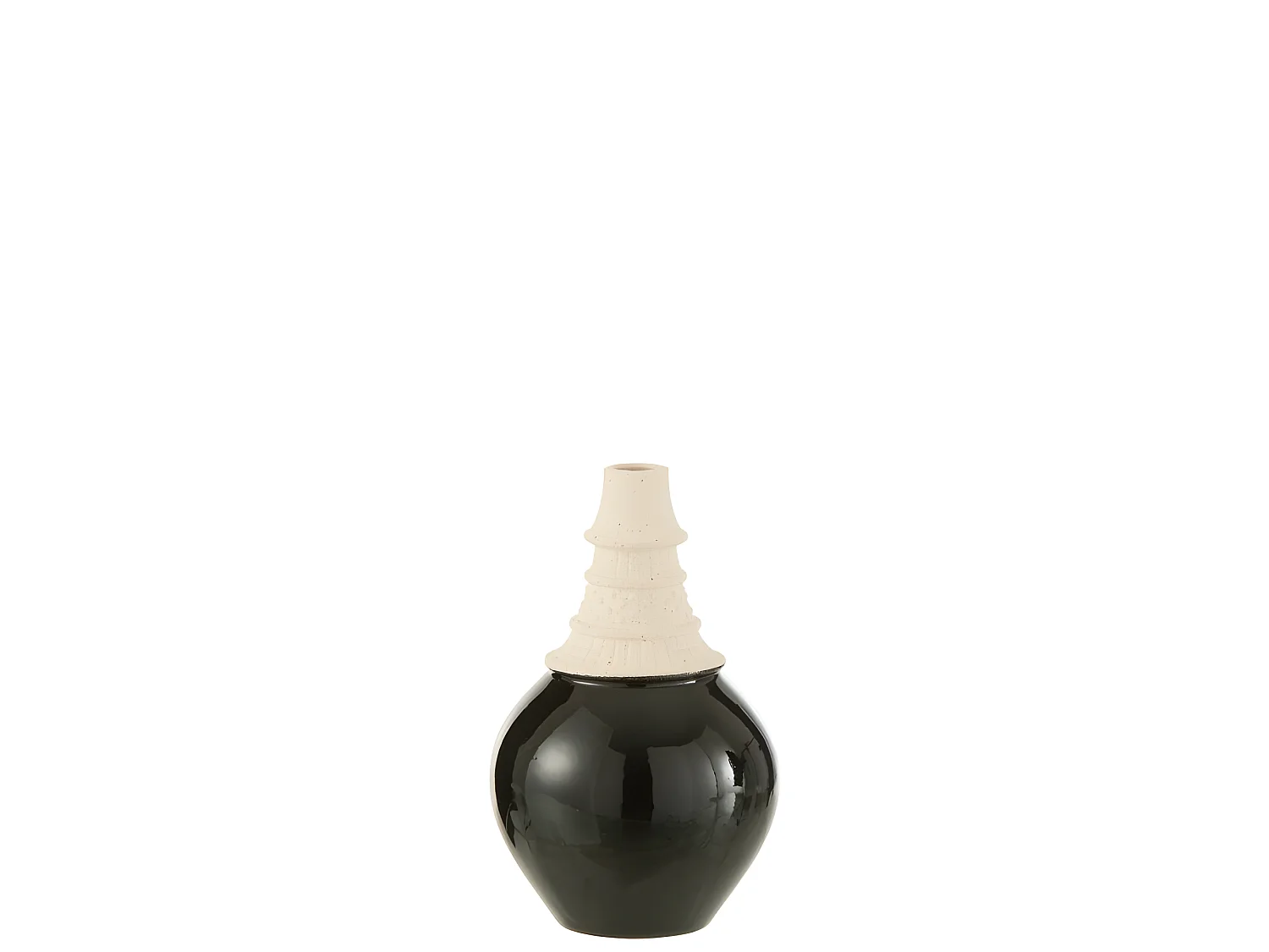 Vaso con collo in ceramica nera e beige 16x16x26cm