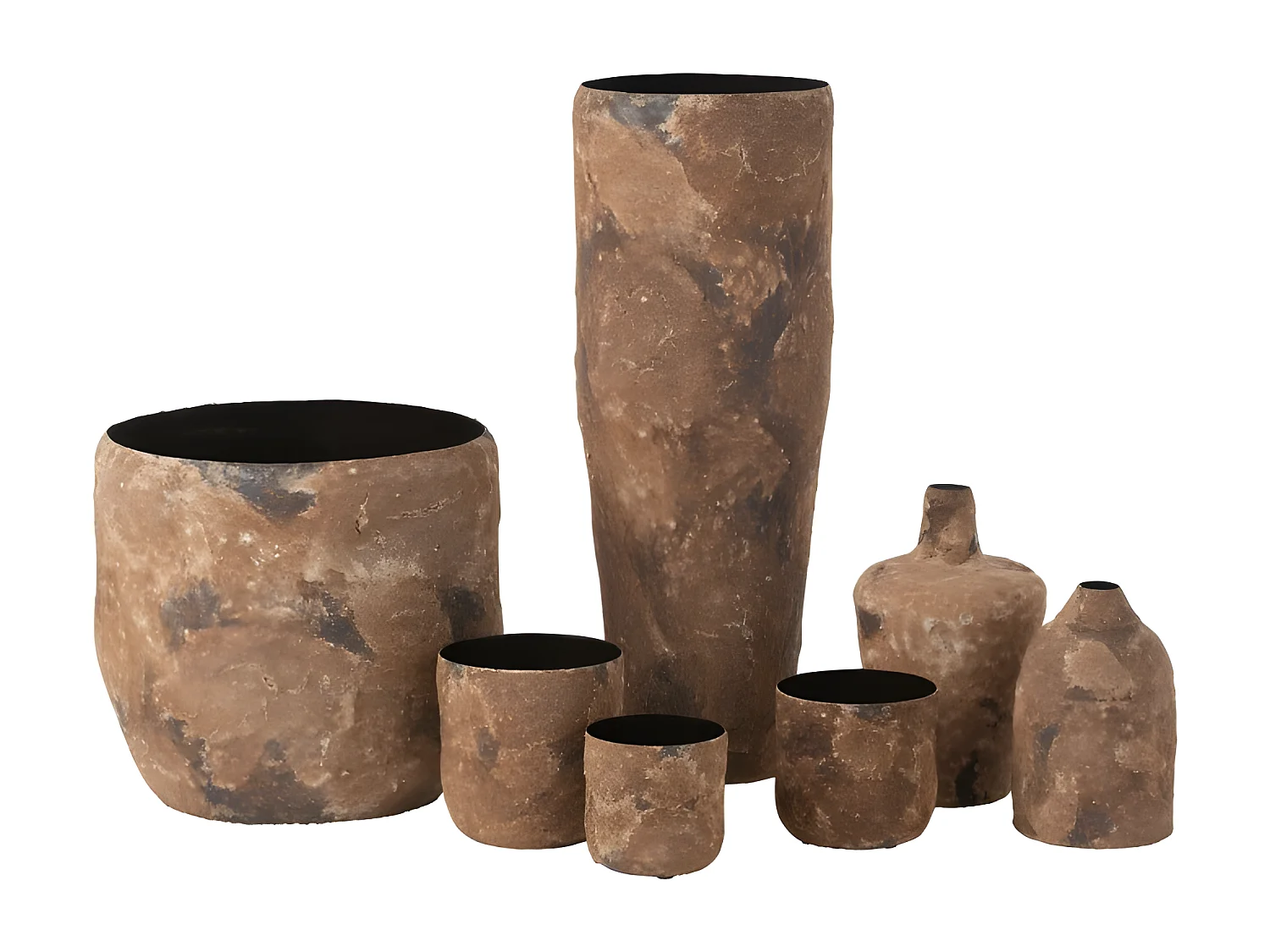 Vaso in metallo marrone grezzo 17x17x25 cm
