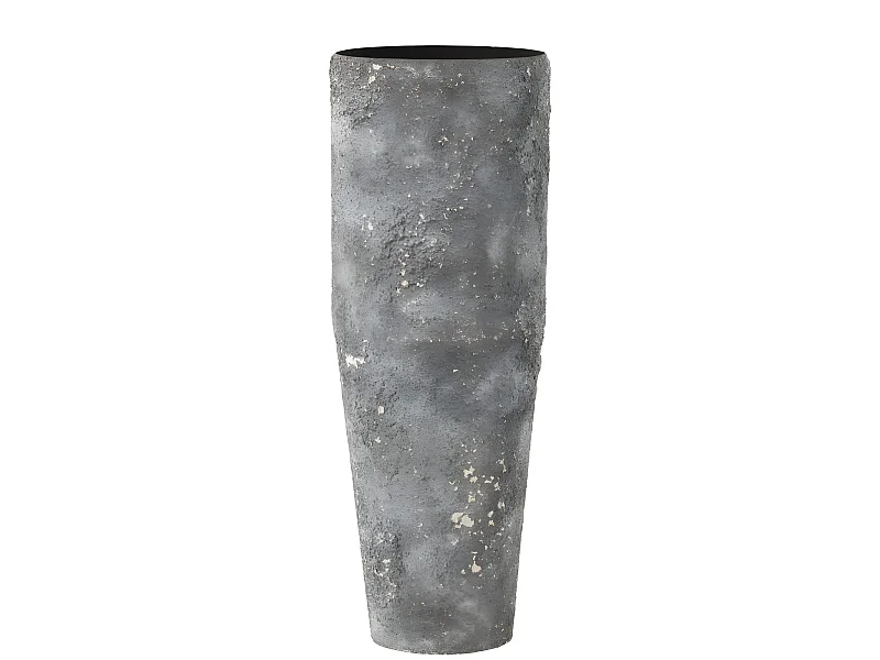 Vaso cilindrico ruvido in metallo grigio 25x25x71cm