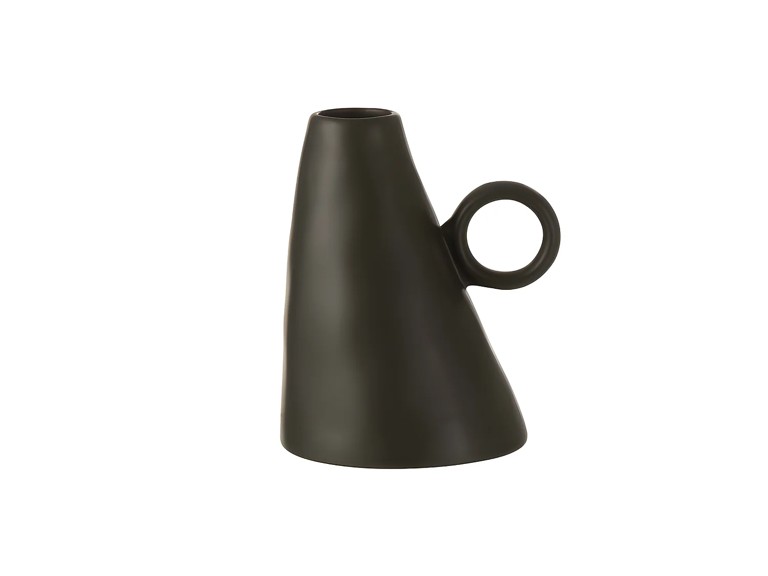 Jarrón inclinado de cerámica negro 13x12x17 cm