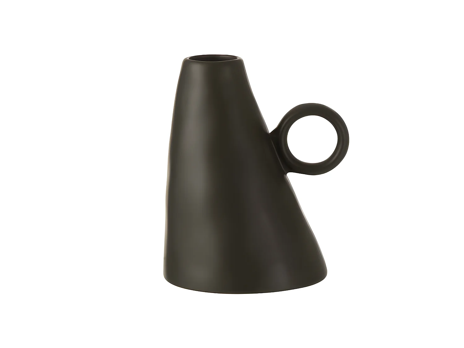Vaso inclinato in ceramica nera 13x12x17 cm