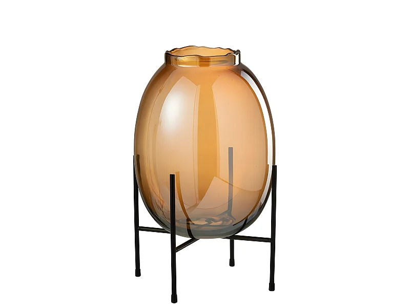 Vase sur Pied Design "Tonato" 40cm Marron & Noir