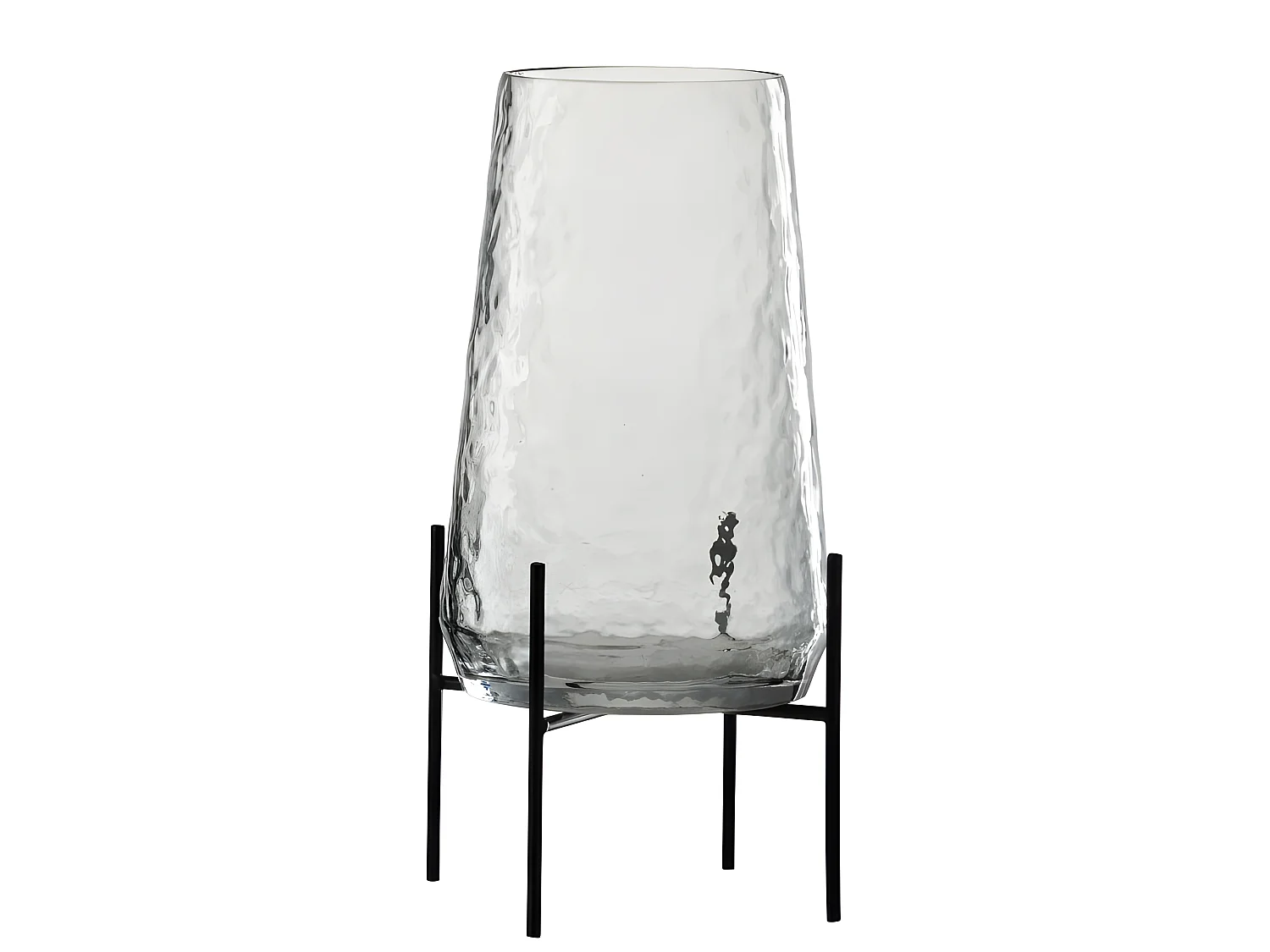 Vaso irregolare a piedi metallo in vetro trasparente 18x18x32 cm