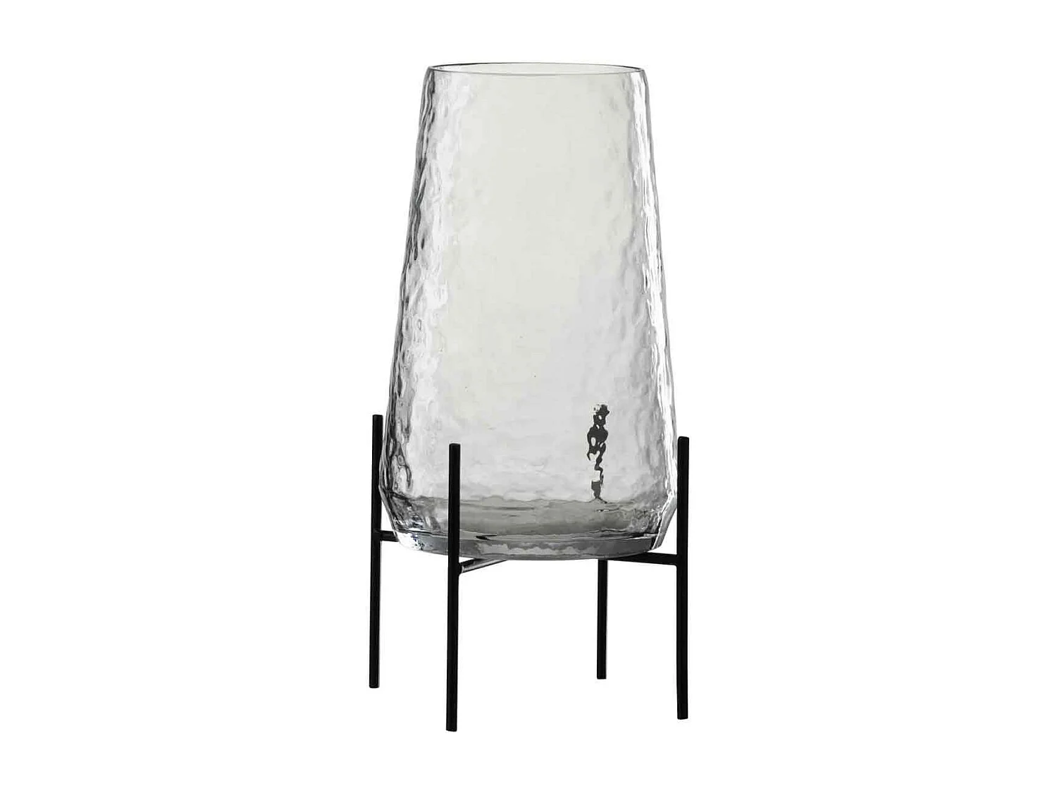 Vaso irregolare a piedi metallo in vetro trasparente 18x18x32 cm