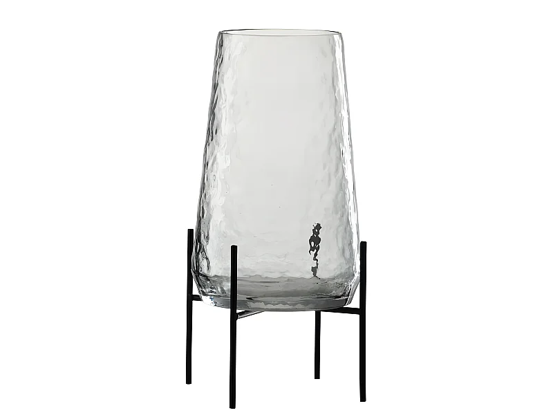 Vaso irregolare a piedi metallo in vetro trasparente 18x18x32 cm