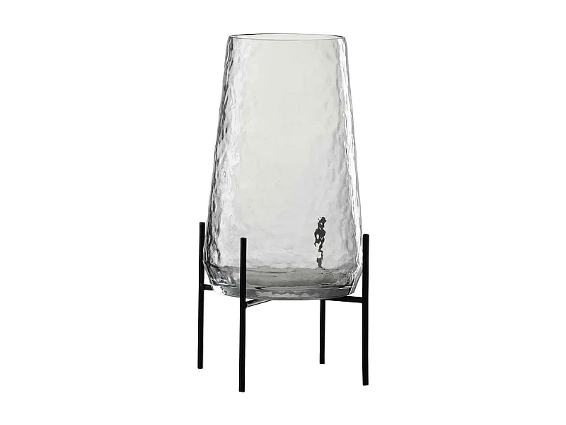 Vaso irregolare a piedi metallo in vetro trasparente 18x18x32 cm