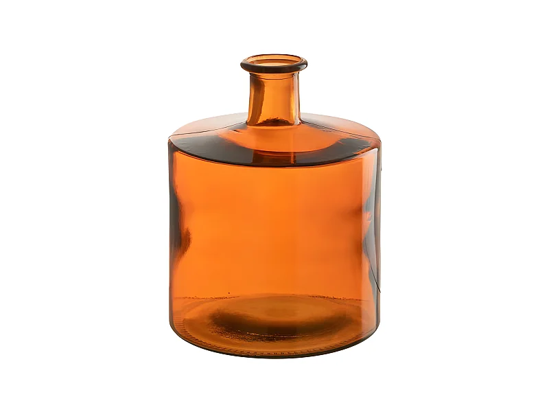 Jarrón grande con cuello de vidrio rojo 21x21x26 cm