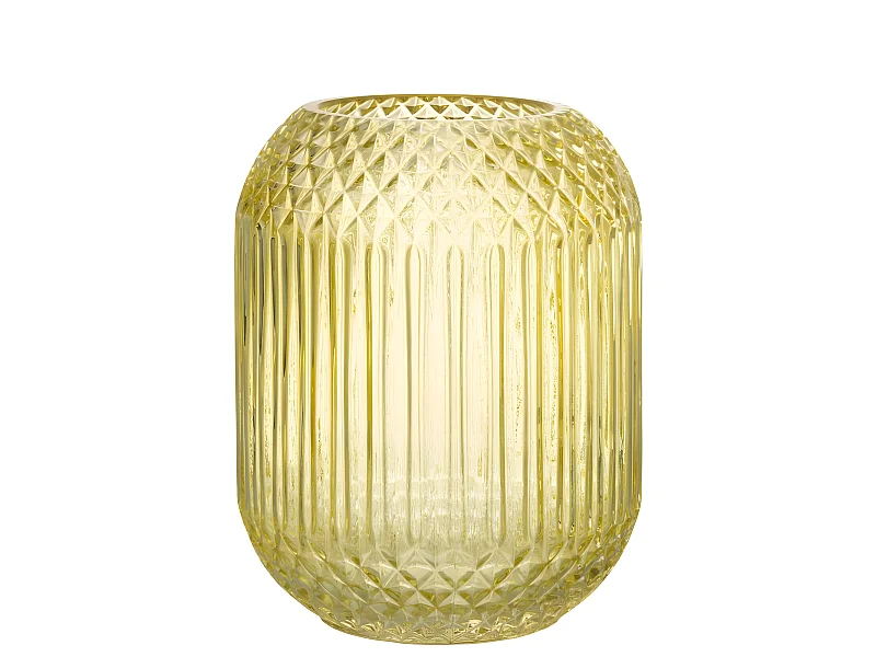 Vaso dritto in vetro giallo L18l18H19cm