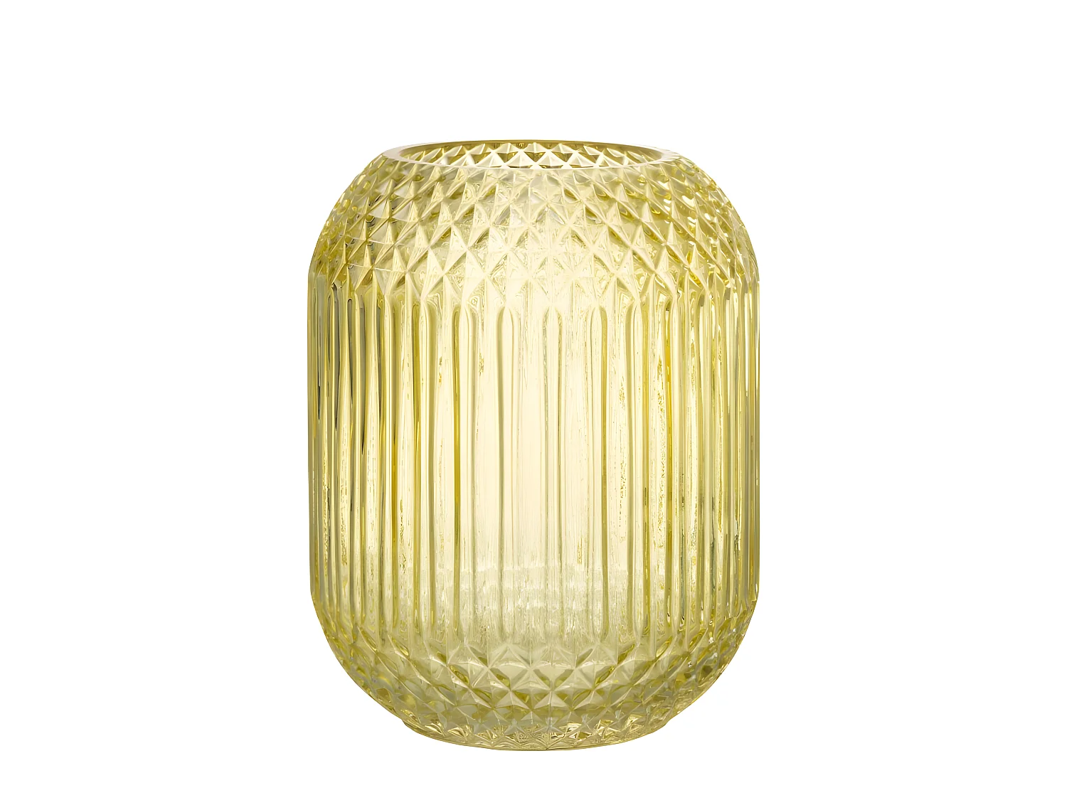Vaso dritto in vetro giallo L18l18H19cm