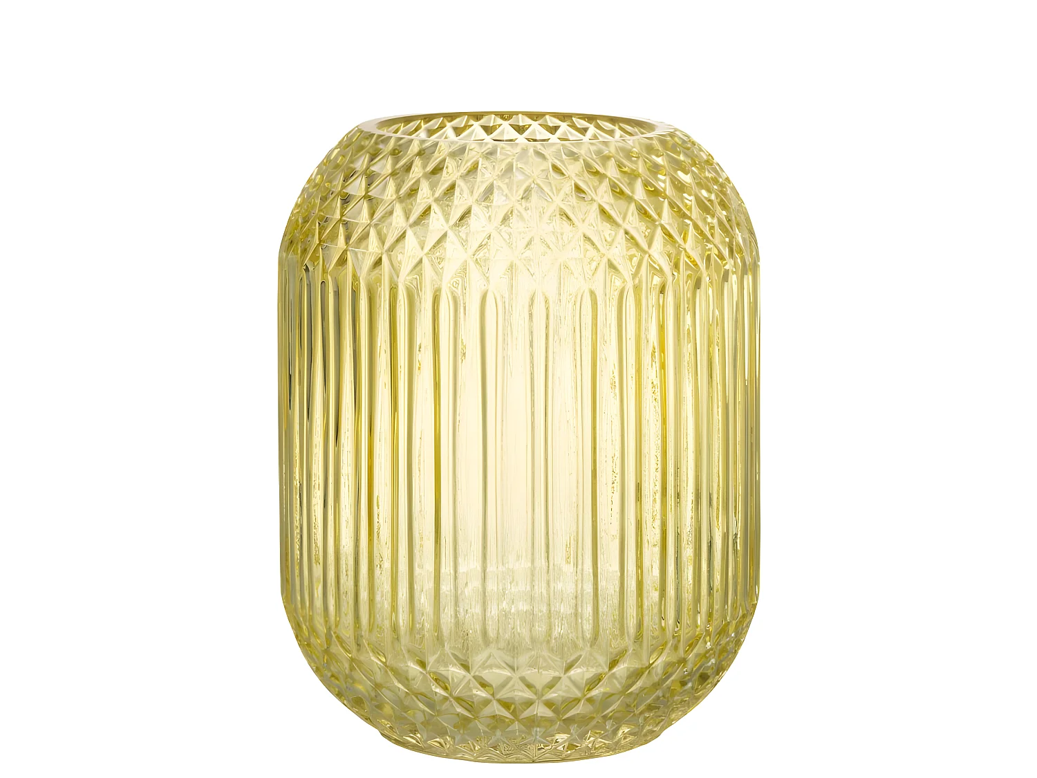 Jarrón de vidrio amarillo recto L18*l18*H19cm