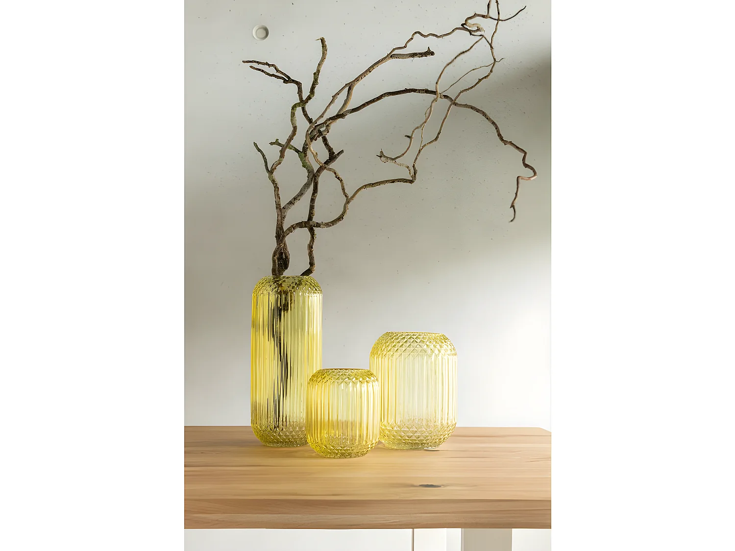 Jarrón de vidrio amarillo recto L18*l18*H19cm