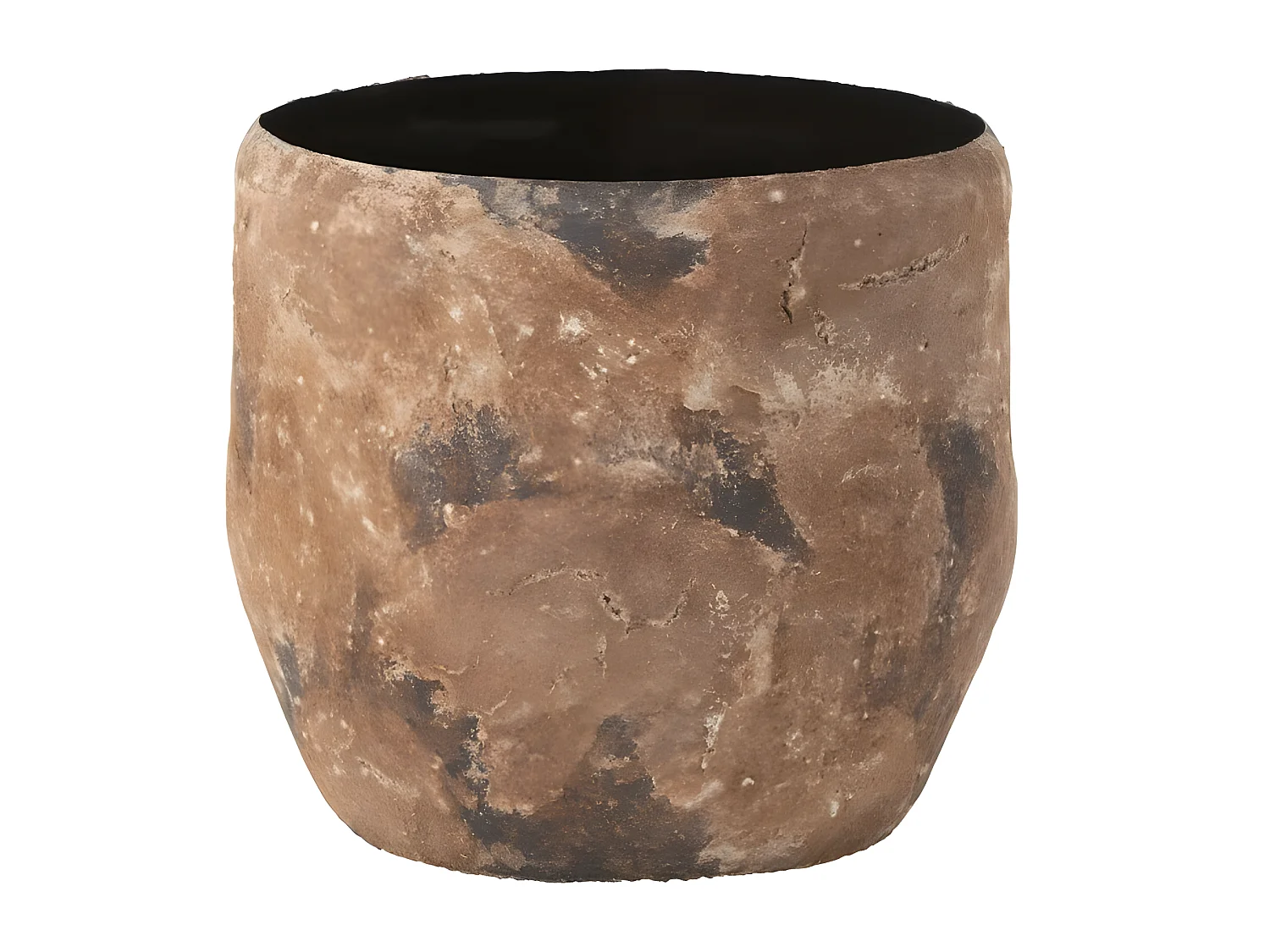 Jarrón rugoso de metal marrón 39x39x37cm