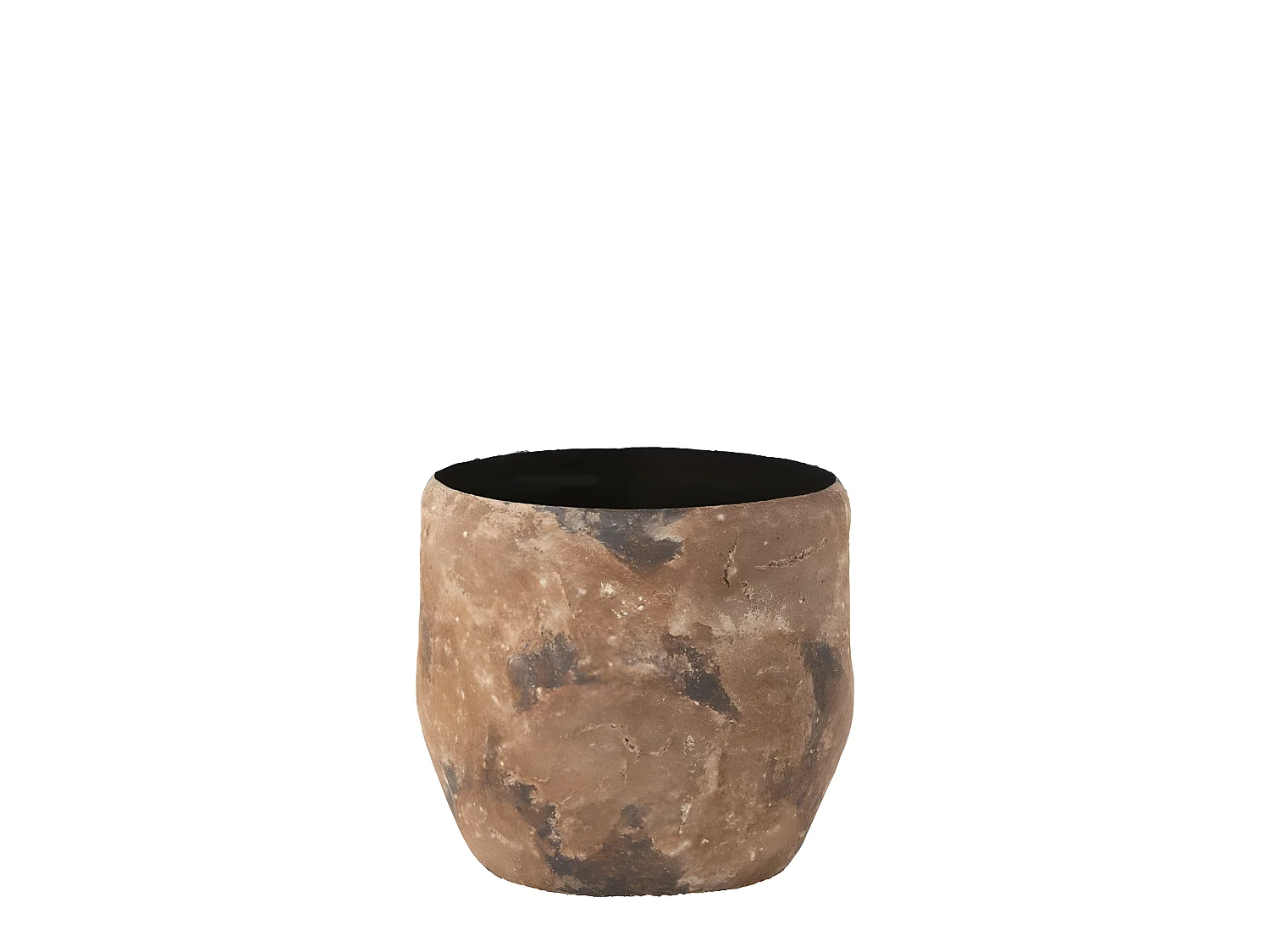 Jarrón rugoso de metal marrón 39x39x37cm