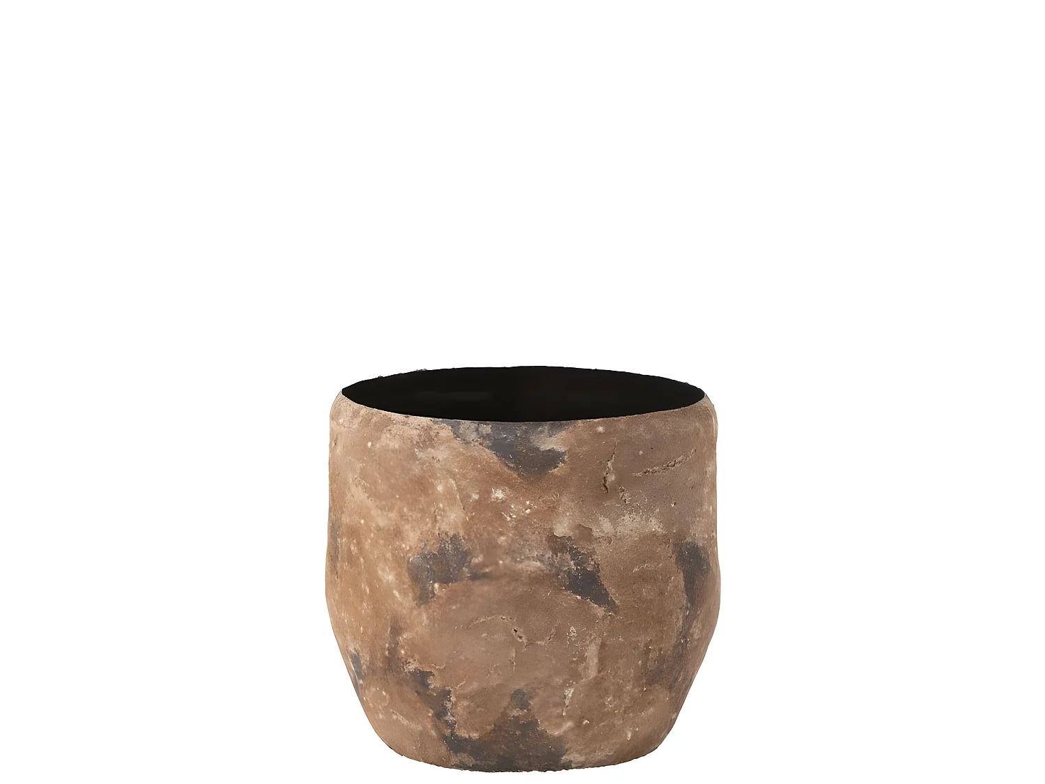 Vaso in metallo marrone grezzo 39x39x37 cm