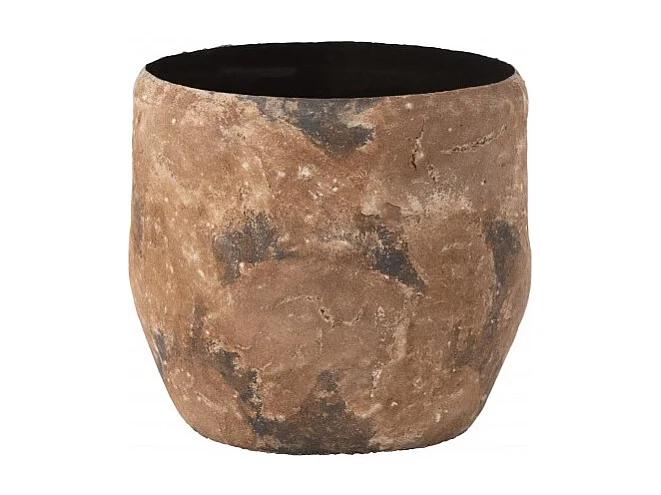 Vaso in metallo marrone grezzo 39x39x37 cm
