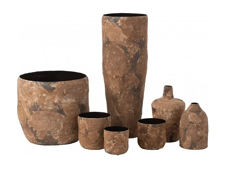 Vaso in metallo marrone grezzo 39x39x37 cm