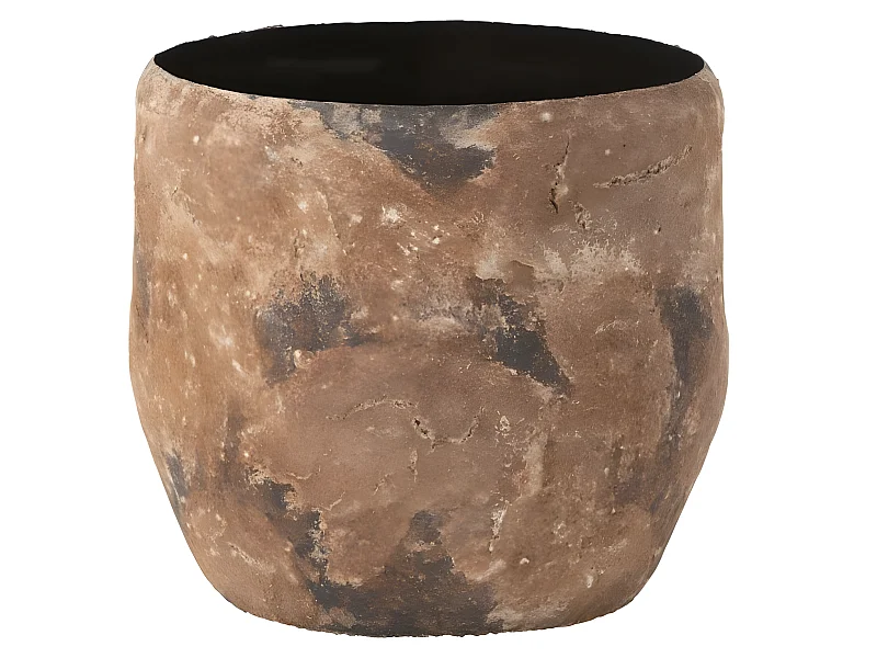 Jarrón rugoso de metal marrón 39x39x37cm