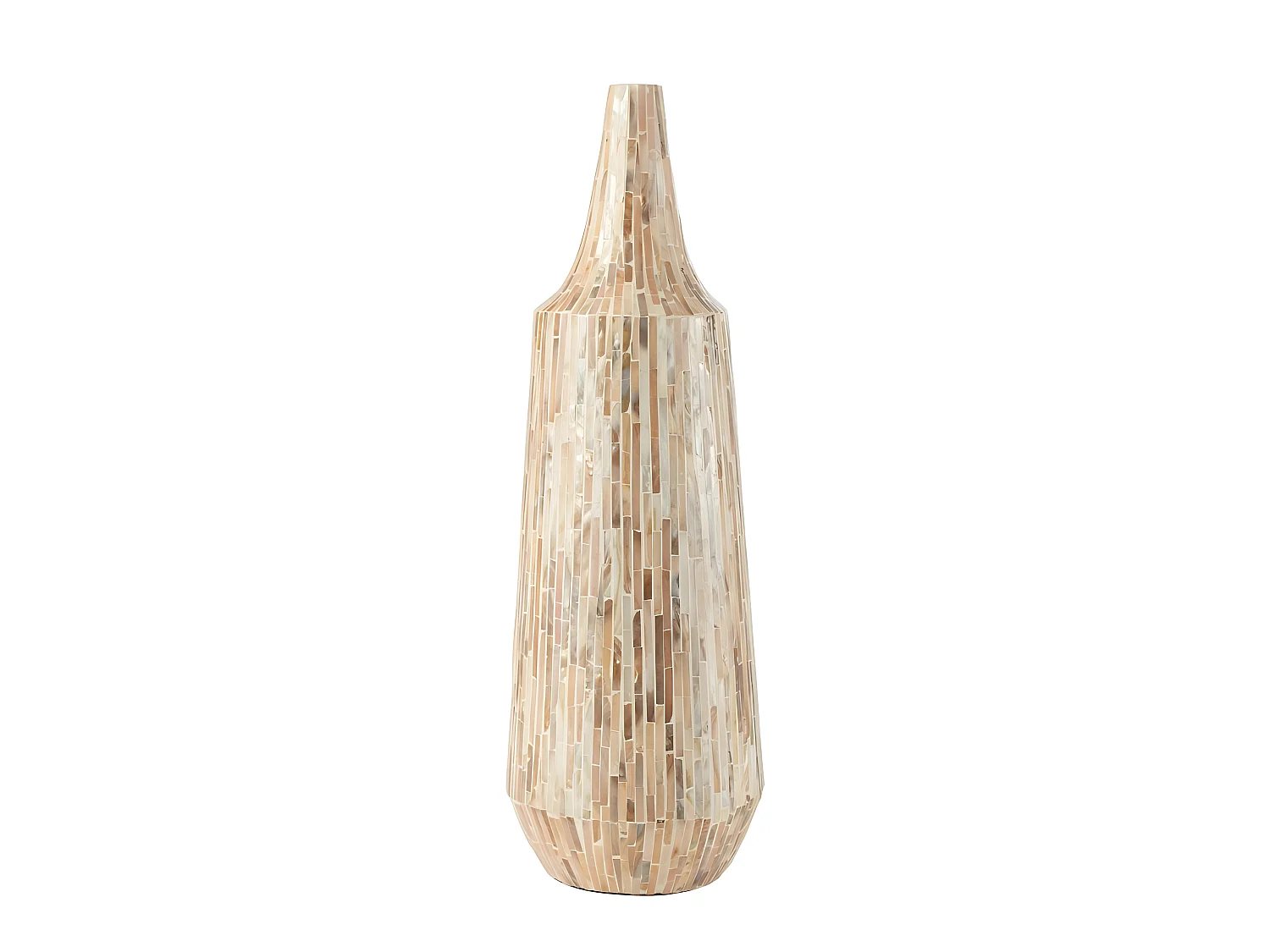 Vase Bouteille Motif Mosaïque "Nuye" 71cm Beige