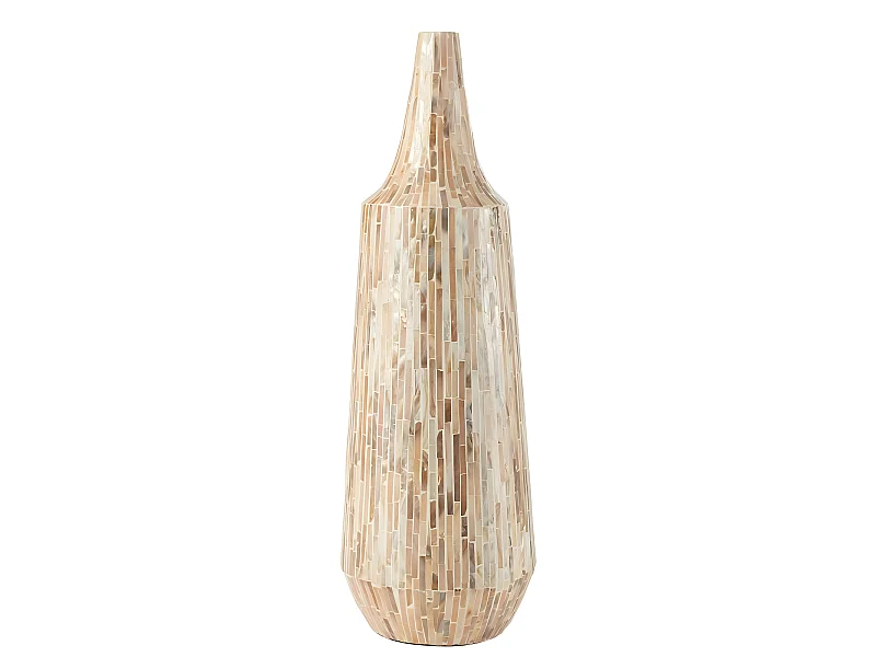 Vase Bouteille Motif Mosaïque "Nuye" 71cm Beige