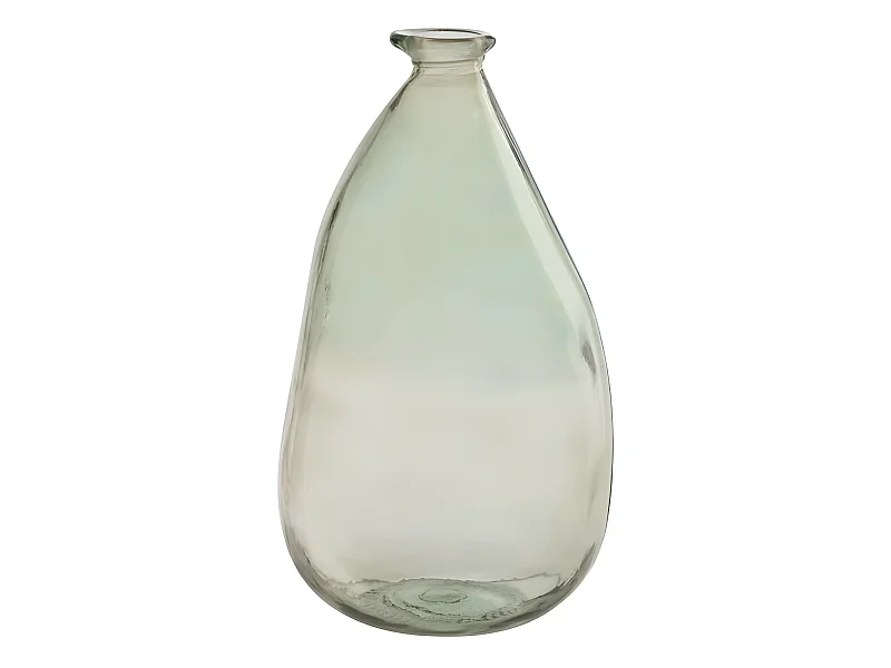 Jarrón de vidrio verde en forma de botella de 20x20x37 cm