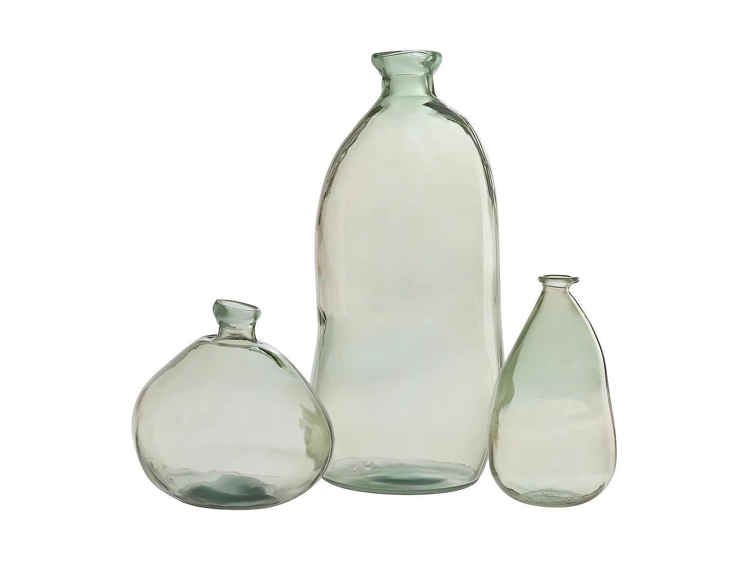 Jarrón de vidrio verde en forma de botella de 20x20x37 cm