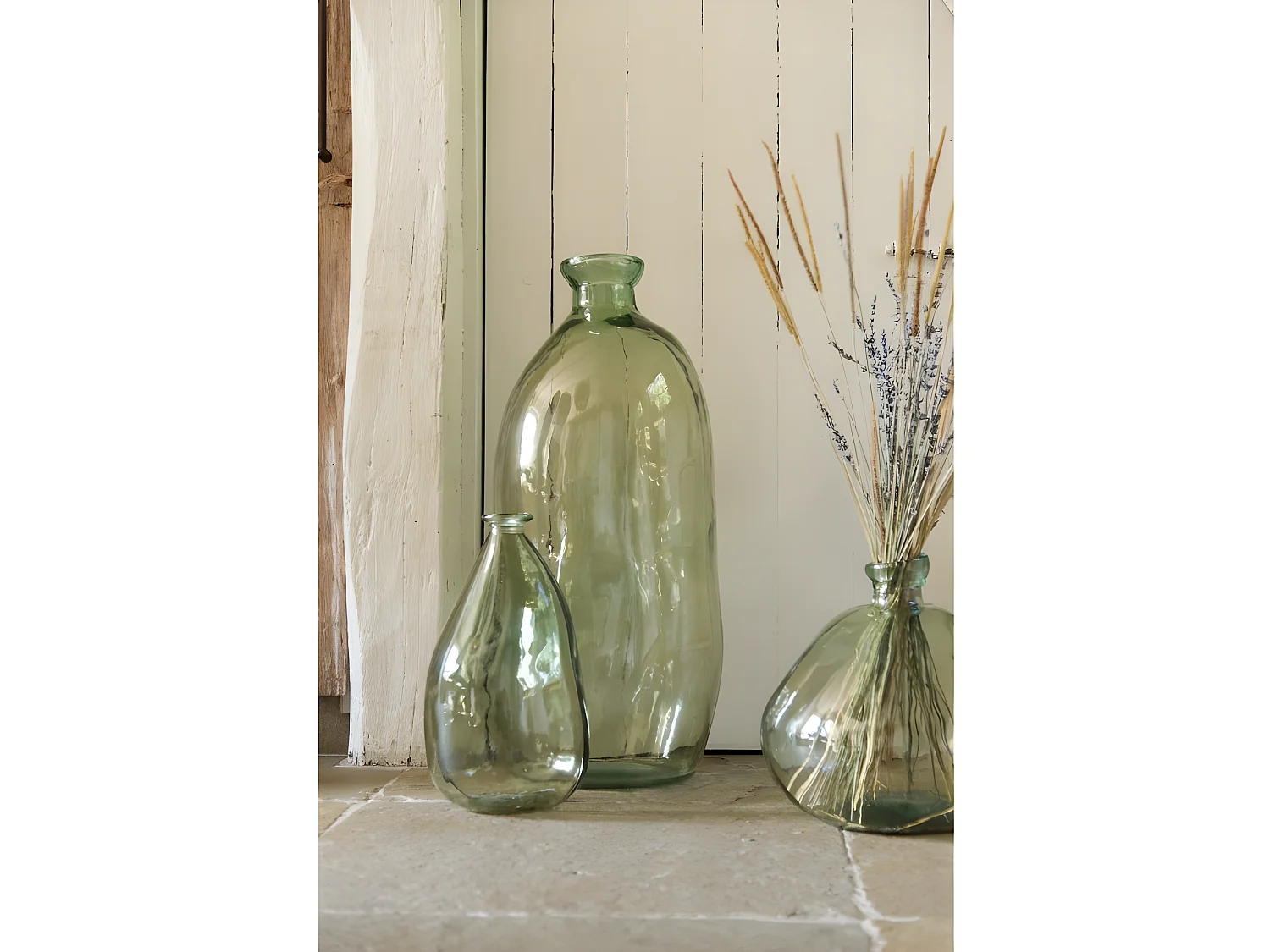 Vaso damigiana in vetro verde 20x20x37 cm