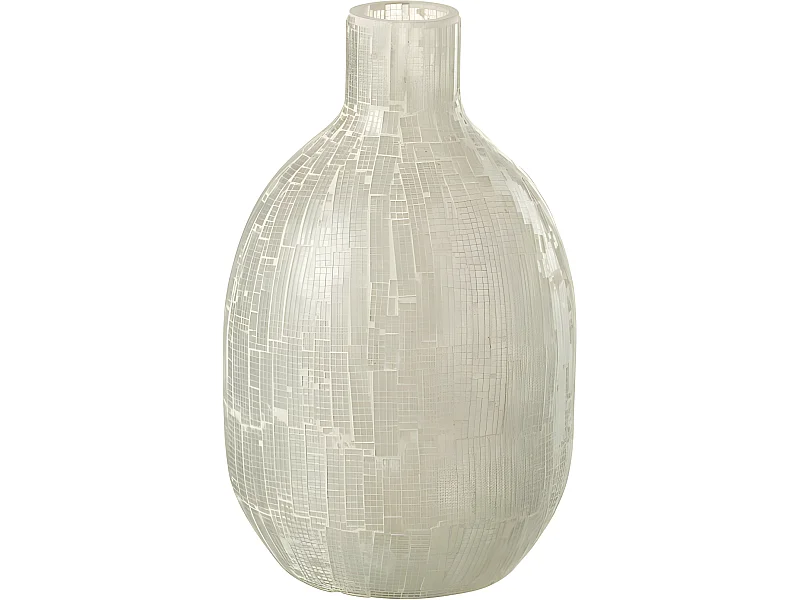 Jarrón con mosaicos de vidrio gris 17x17x27 cm