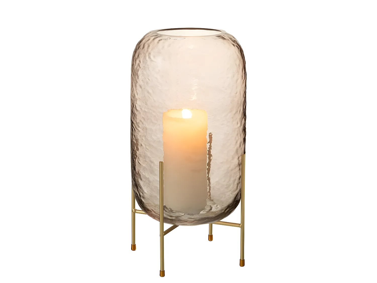 Vase sur Pied en Verre "Pieto" 30cm Marron