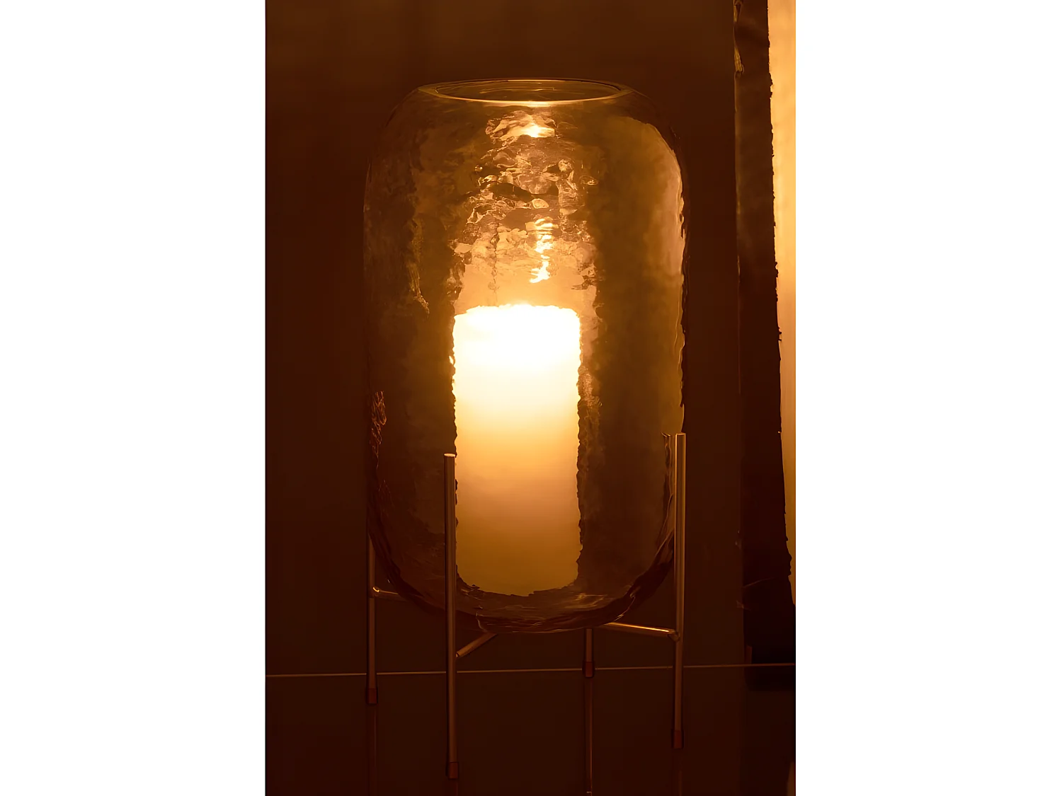 Vase sur Pied en Verre "Pieto" 30cm Marron