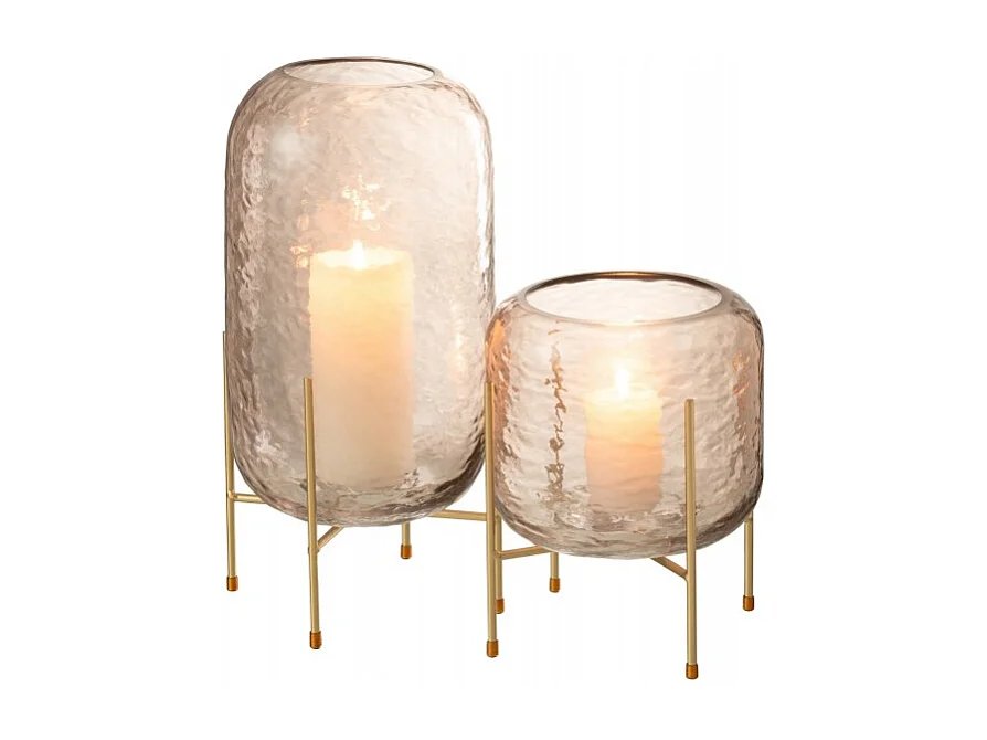 Vaso rotondo in vetro marrone su base in metallo dorato 19x36,5 centimetri