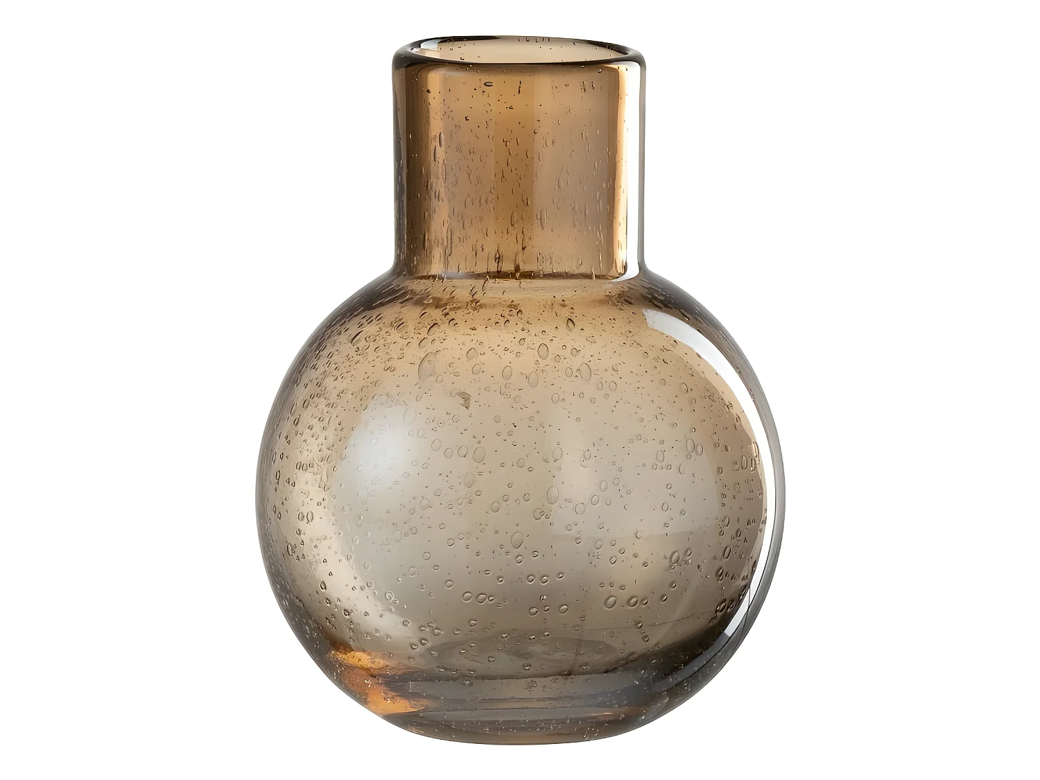 Vase Boule Design en Verre "Goulot" 19cm Marron