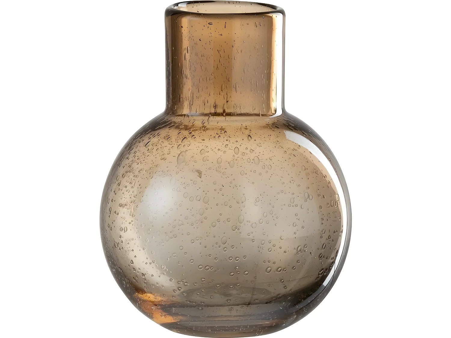 Vaso a sfera con collo in vetro marrone 15x15x19 cm