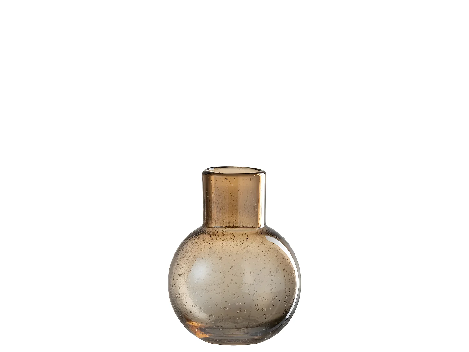 Vaso a sfera con collo in vetro marrone 15x15x19 cm