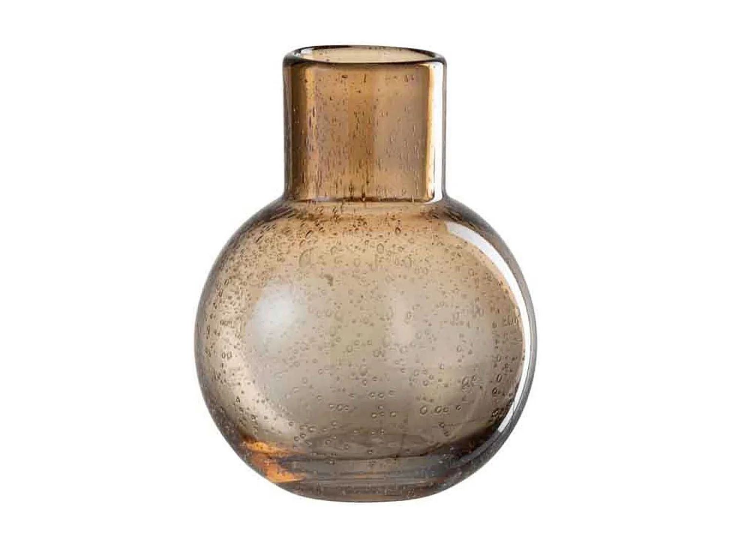 Vaso a sfera con collo in vetro marrone 15x15x19 cm