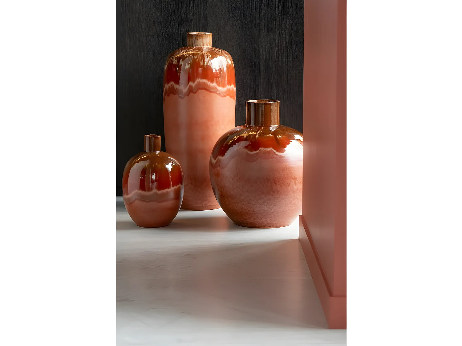 Vase Design en Céramique "Aline" 50cm Rouge