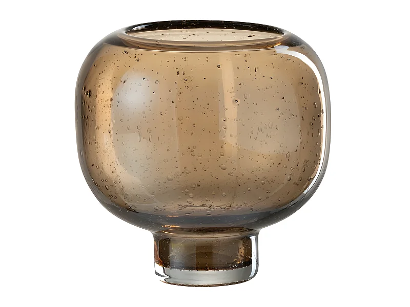 Vase sur Pied en Verre "Rimo" 16cm Marron & Ambre