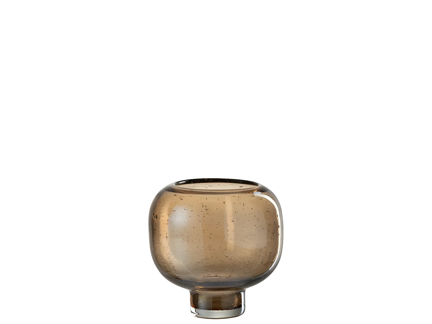 Jarrón redondo de vidrio marrón con base