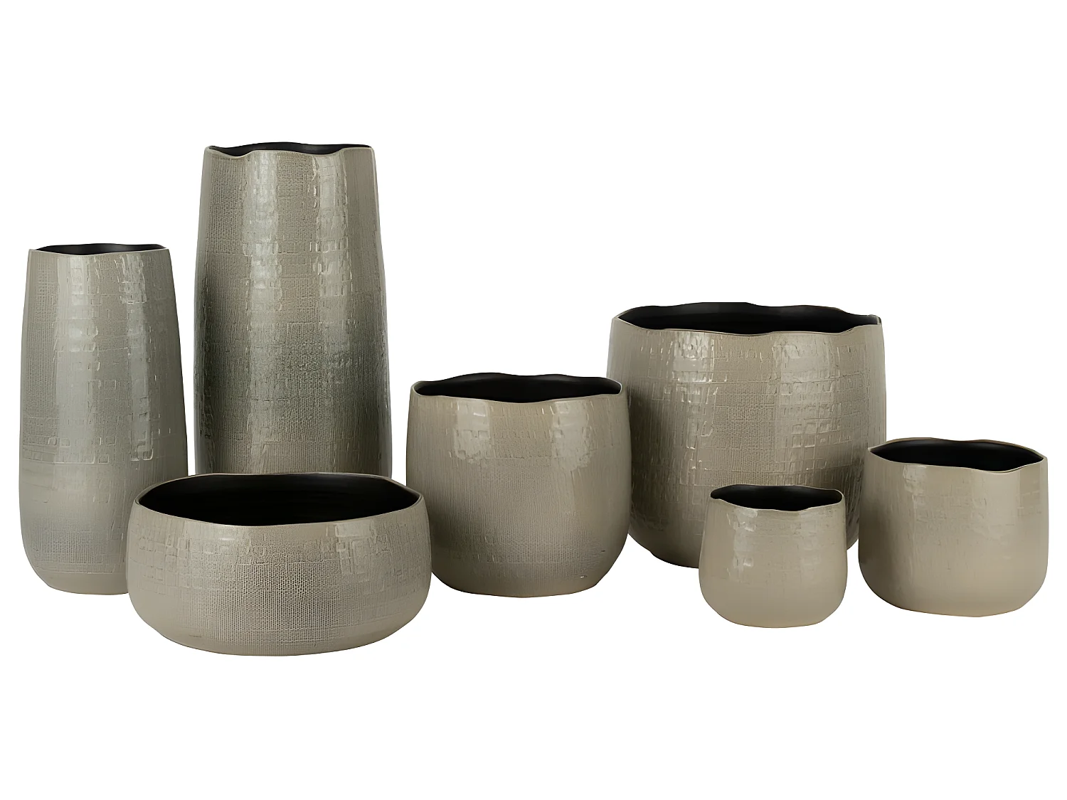 Jarrón con motivos en cerámica gris claro de 18x18x40cm