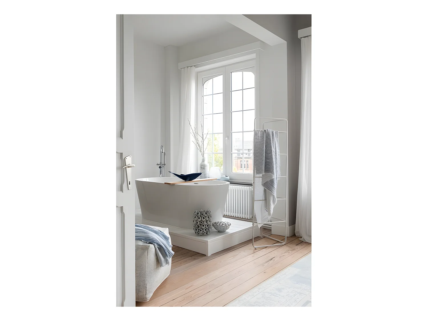 Jarrón de anémona de cerámica azul 22x22x32cm