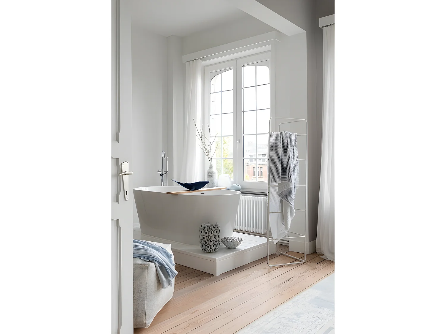 Jarrón de anémona de cerámica azul 22x22x32cm