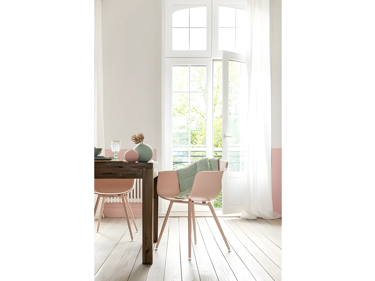 Vase boule en céramique rose pastel D12cm