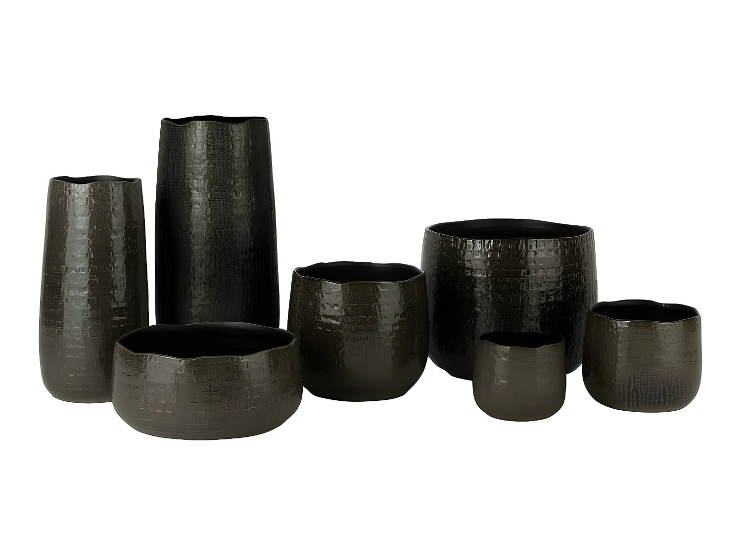 Vaso in ceramica grigio scuro decorato 18x18x40cm