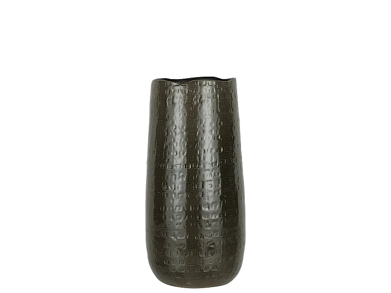 Vaso in ceramica grigio scuro decorato 18x18x40cm