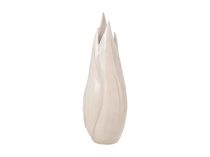 Grande vaso in ceramica bianco e beige 17x17x57 cm