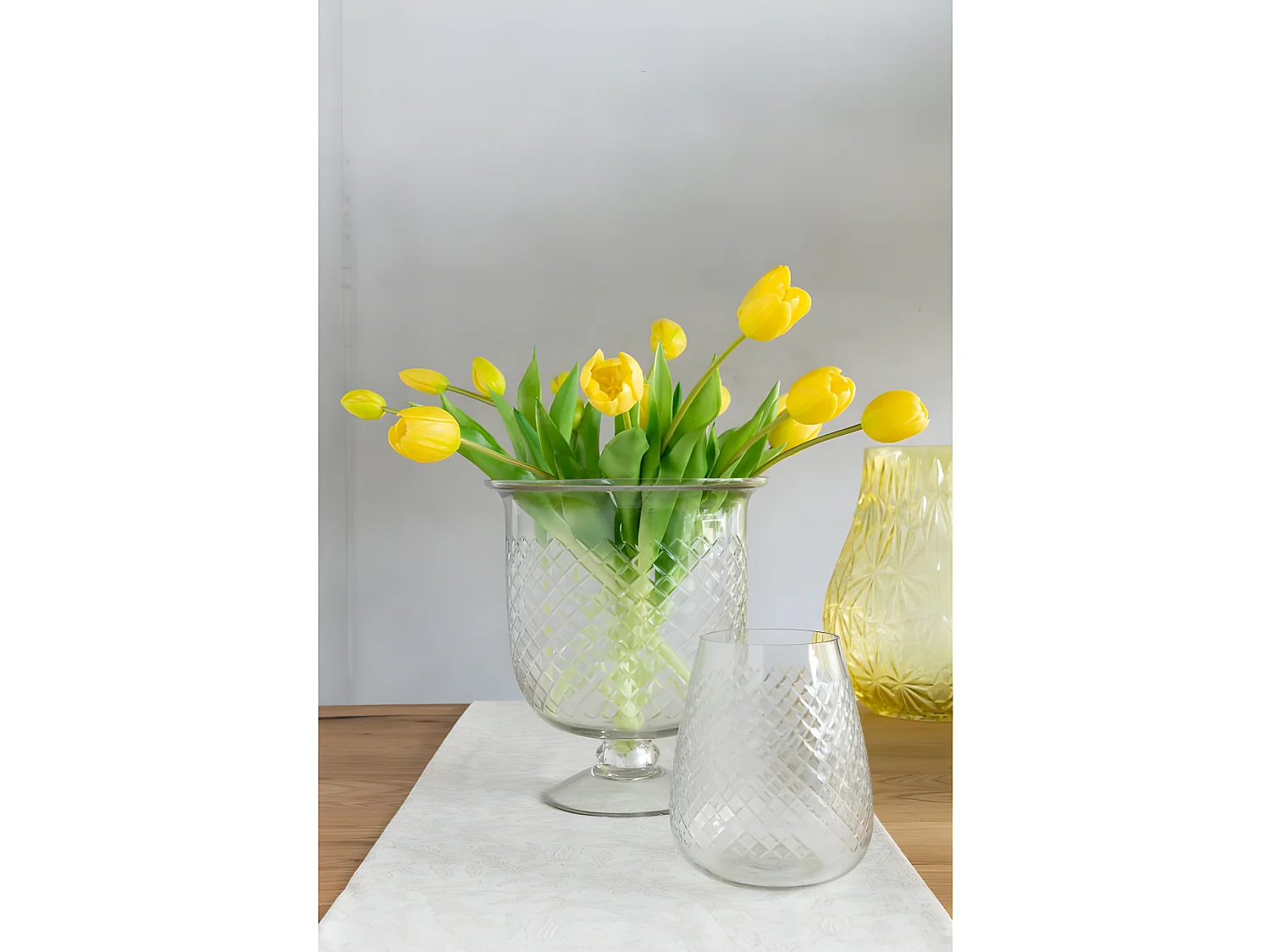 Vase à carreaux en verre transparent 18x18x25 cm