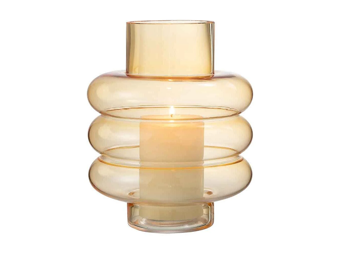 Vaso con tappo in vetro ocra 17x17x23 cm