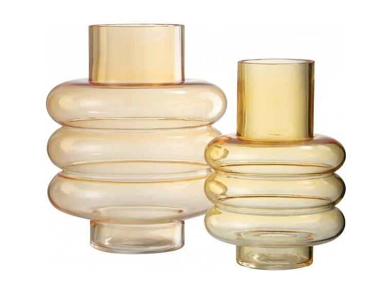 Vaso con tappo in vetro ocra 17x17x23 cm