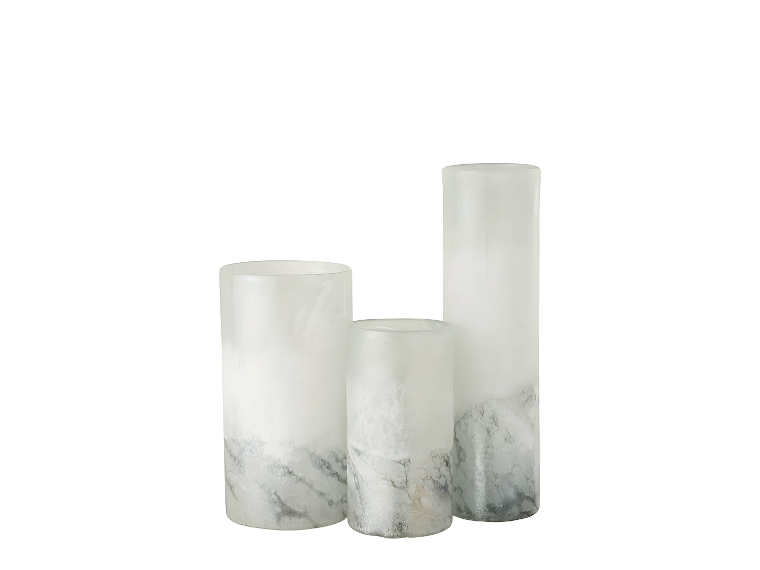 Jarrón cilíndrico de vidrio blanco 12x12x22 cm